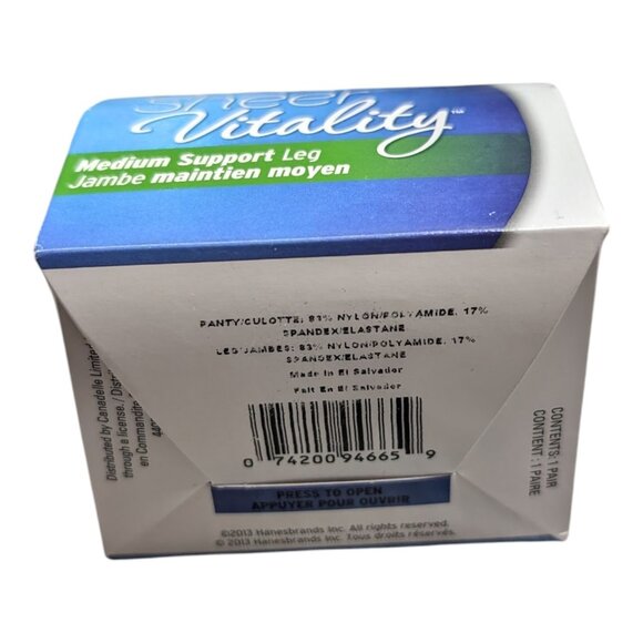 Leggs Sheer Energy Vitality Suntan Sheer Toe Pantyhose Size A 94665 NIB - Picture 6 of 6